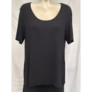 Womens Black Scoop Neck‎ Pullover T-Shirt Size L Short Sleeve Lightweight Casual